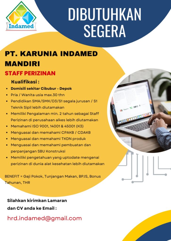 LOWONGAN – PT. KARUNIA INDAMED MANDIRI